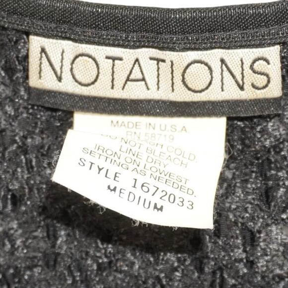 Vintage Notations Black Textured Knit Top Women’s Medium Made in USA - Picture 4 of 5